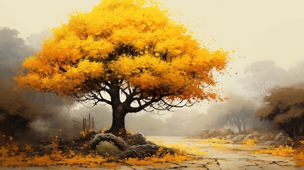 Autumn tree yellow