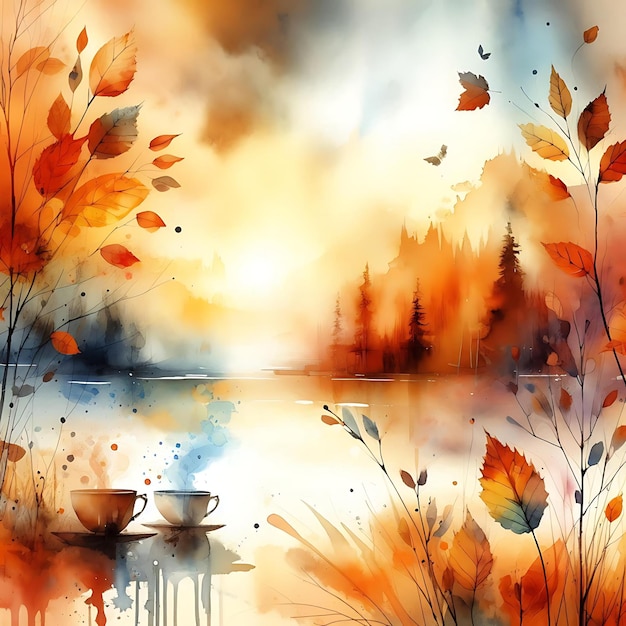 Autumn Watercolor Abstract Art background Autumn Abstract