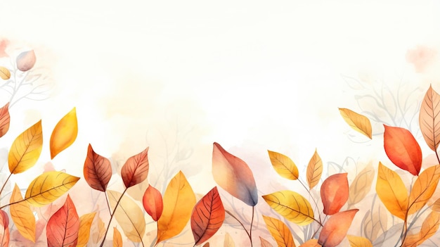 Autumn watercolor leaves background