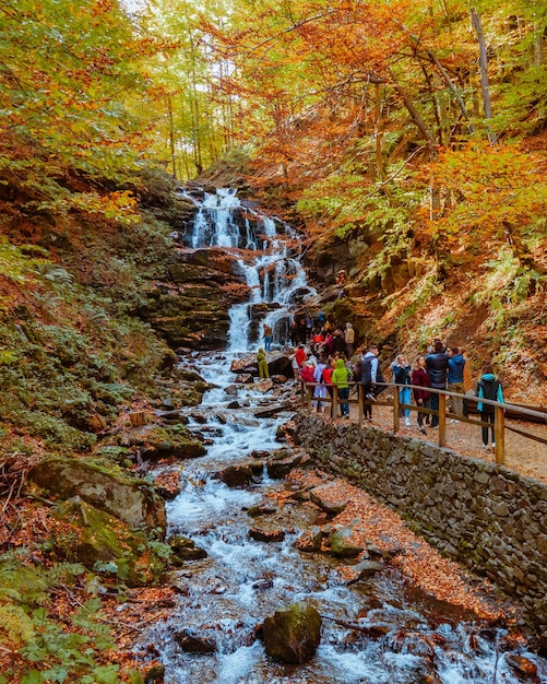 Autumn waterfall tourist landmark