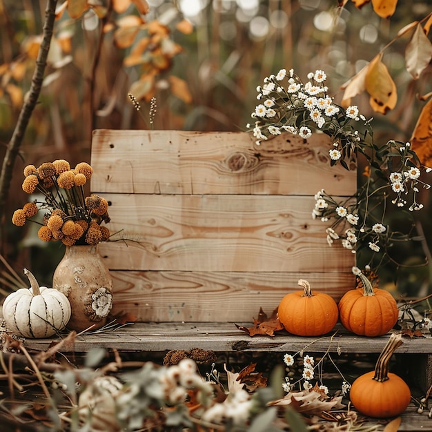 Photo autumn wedding sign mockup horizontal style