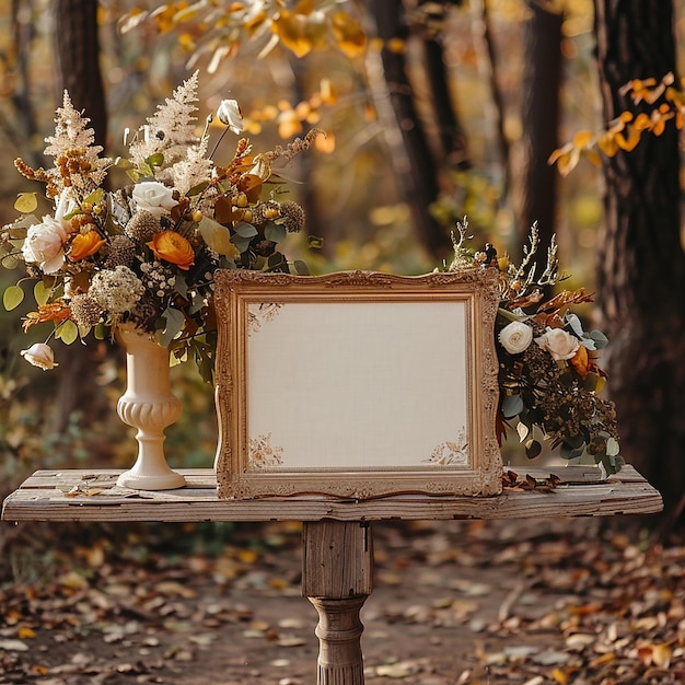 Photo autumn wedding sign mockup horizontal style