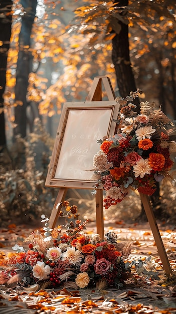 Autumn Wedding Sign Mockup Horizontal Style