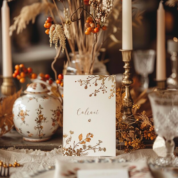 Photo autumn wedding sign mockup horizontal style