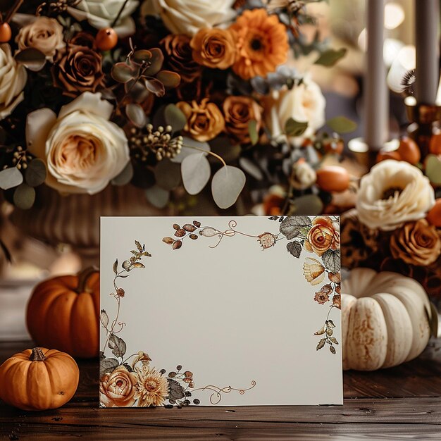 Photo autumn wedding sign mockup horizontal style