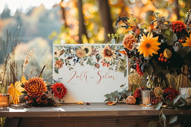 Autumn Wedding Sign Mockup Horizontal Style