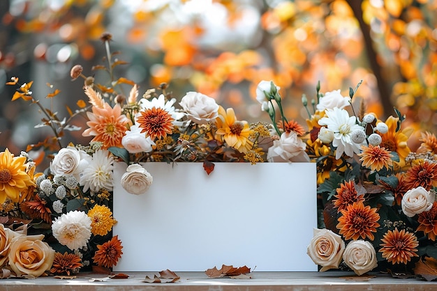 Photo autumn wedding sign mockup horizontal style