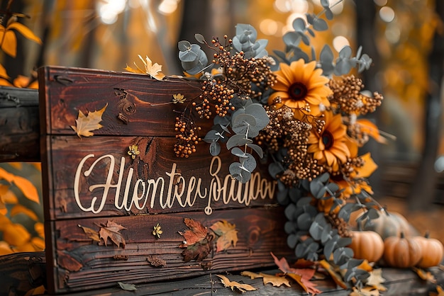 Autumn Wedding Sign Mockup Horizontal Style