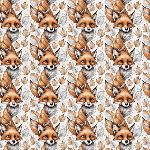 Autumn Wildlife Illustration Cute Foxy Character Pattern for Decorative Fabric and Vintage Wall Art