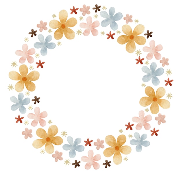 Autumn wreath watercolor illustration isolated on white background.