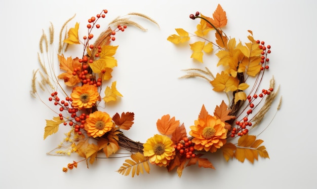 autumn wreath white background