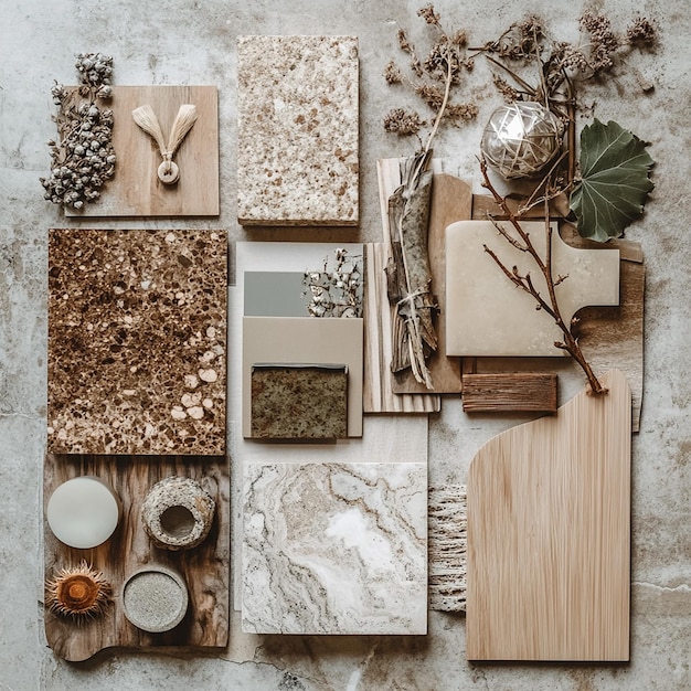 Autumnal Frame with Dried Leaves and Pine Cone