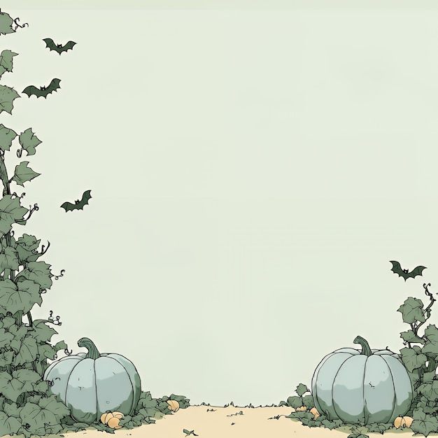 Photo autumnal pumpkin border with bats