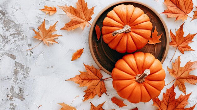 Autumnal Still Life With Pumpkins and Leaves