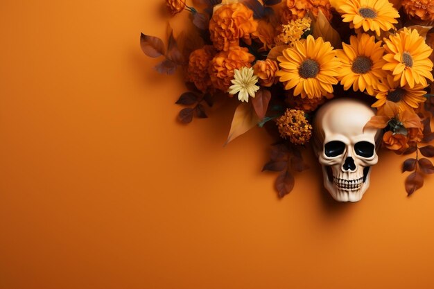 Autumninspired Halloween Flat Lay Mockup for Festive Design Generative AI