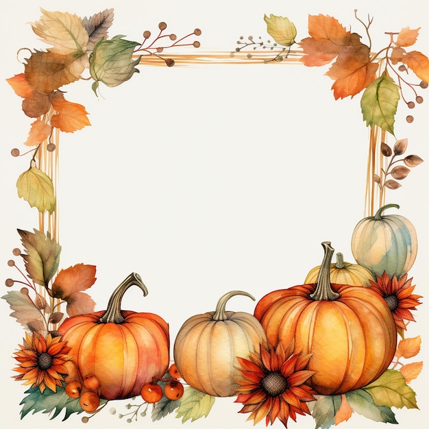 An autumnthemed clipart frame showcasing pumpkins