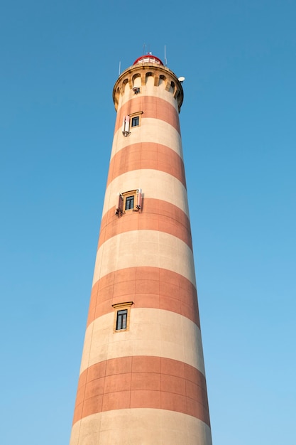 The Aveiro Lighthouse located on Barra beach in Portugal