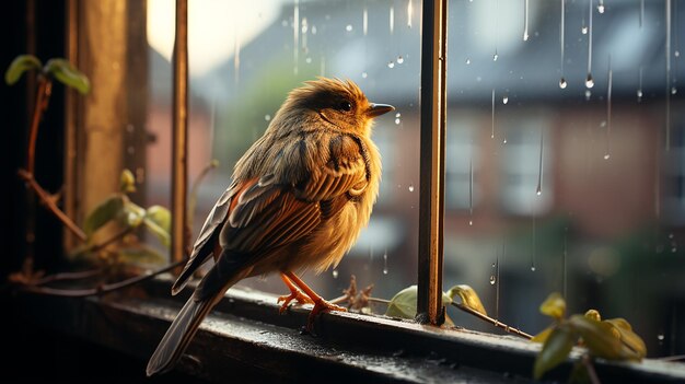 Avian Gaze Bird with Small Beak by the Window