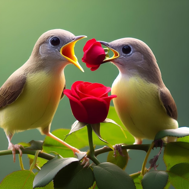 Avian Romance A Feathered Proposal Amidst Petal Whispers