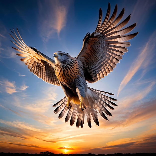 An avian subject weaving through the sky as central image su