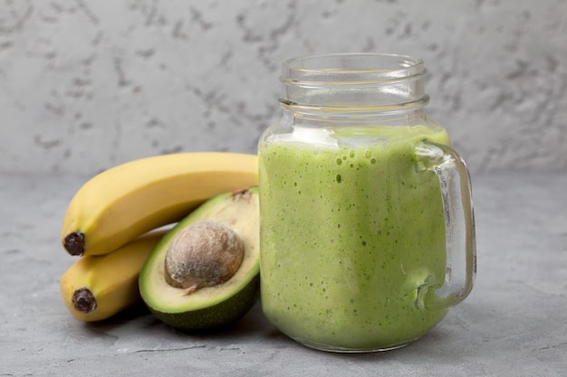 Avocado and banana smoothie with fruits