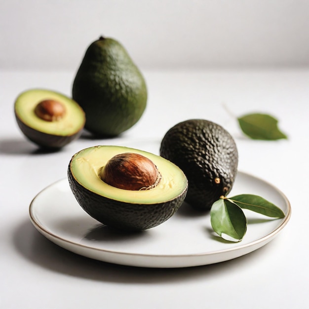 avocado fruit on a plate black background