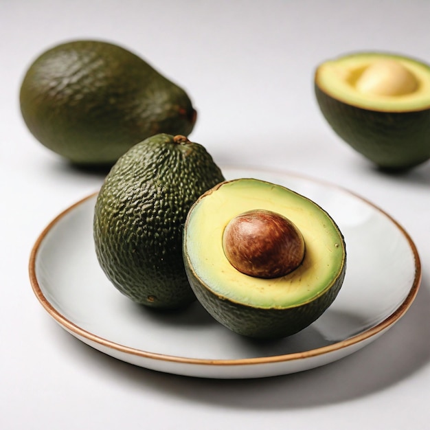 avocado fruit on a plate black background