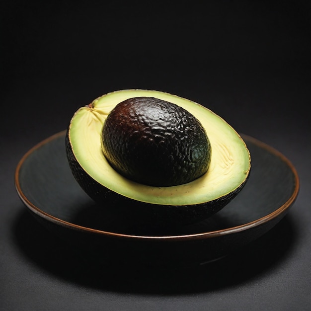 avocado fruit on a plate black background