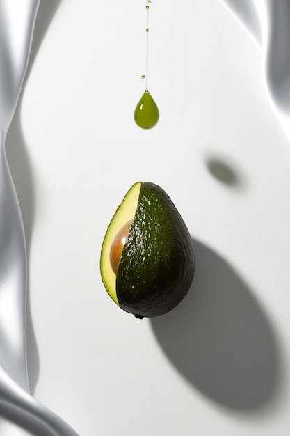 Photo a avocado is being poured into a drop of liquid