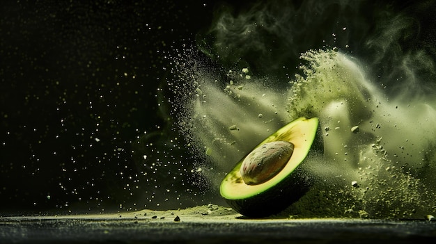 an avocado is being splashed with water