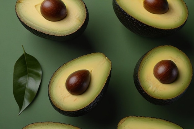 Avocado isolated on green surface