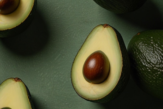 Avocado isolated on green surface