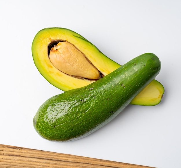 Avocado Isolated Whole Avokado Green Avocados Slice Fresh Alligator Pear Long Avocado Fruit