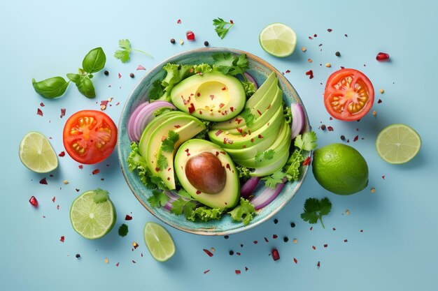 Photo avocado salad with fresh ingredients