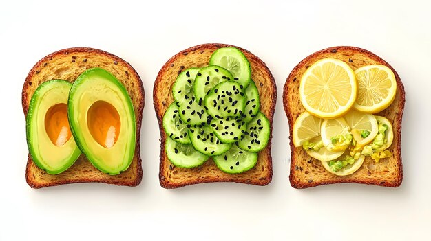 Photo avocado toast sourdough chili pepper black sesame lemon juice