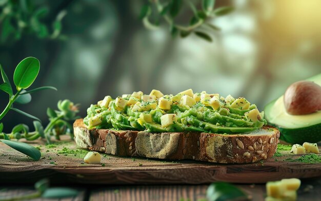 Avocado toast on the traditional nature background professional advertising food photo ai generated