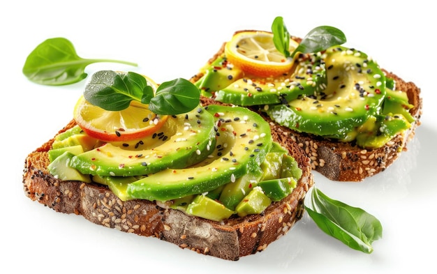 Avocado toast on the white background professional advertising food photo ai generated