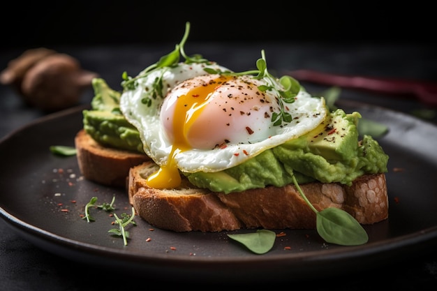 Avocado toast with an egg on top