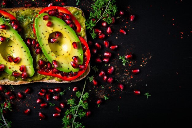 Photo avocado and toast with guacamole recipe