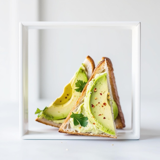 Photo avocado toast with white background