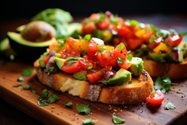 Avocado Tomato Olive Bruschetta delicious Bruschetta food image photography