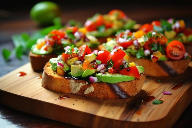 Avocado Tomato Salsa Bruschetta delicious Bruschetta food image photography