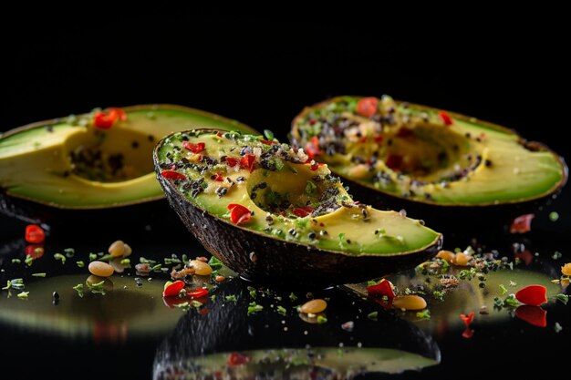 Photo avocado wedges with a sprinkle of pepper natural snack fresh fruit avocado image photography