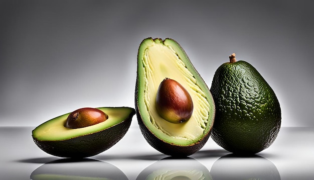 Avocado in whole and half pieces