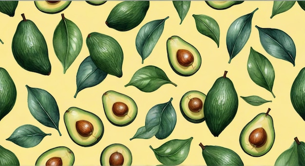 avocado with avocados on a yellow background