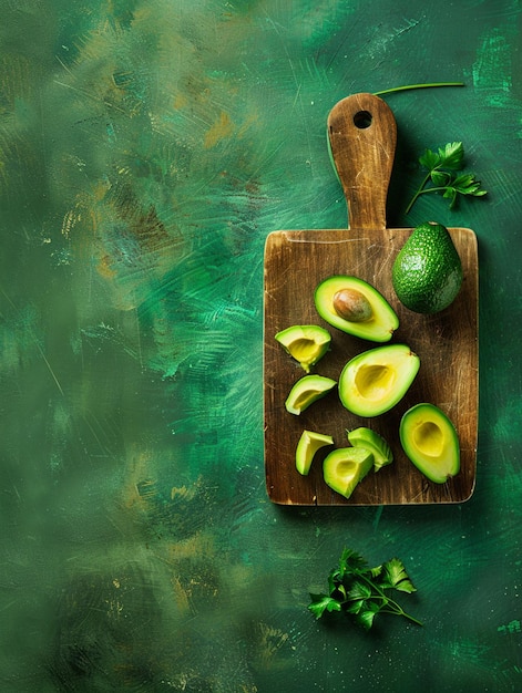 Photo a avocado on wood