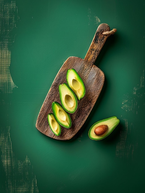 Photo a avocado on wood