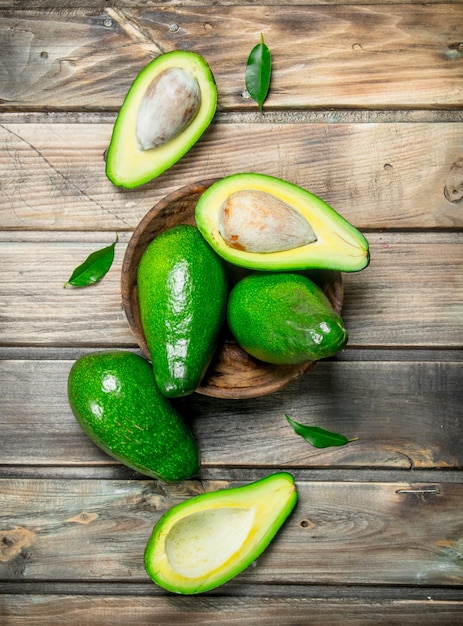 Avocado in a wooden bowl