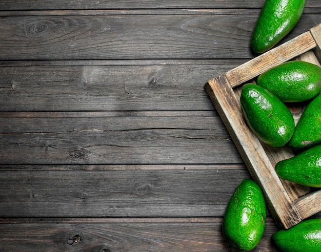 Avocado on a wooden dressing