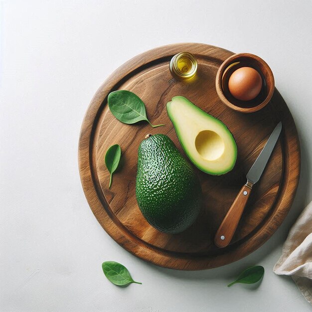 Photo avocado on a wooden kitchen board